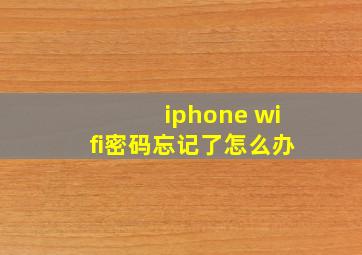 iphone wifi密码忘记了怎么办